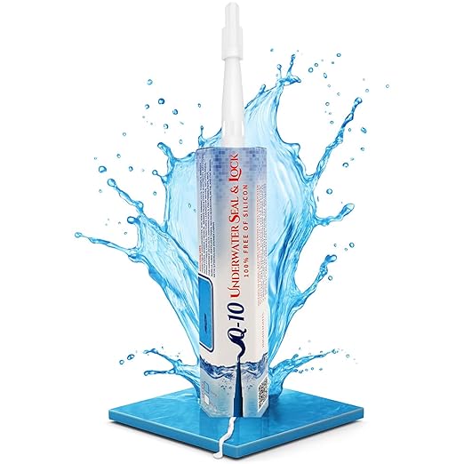Nano Q10 Underwater Seal & Lock - Leak and Crack Repair Without Emptying The Pool, Reservoir, or Tank. Eco-Friendly Under Water Adhesive, Stays Flexible, Waterproof, and Chlorine Resistant (10.5 Oz)