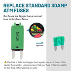 NuIth Manual Reset 30A Mini Fuse Circuit Breakers, E73 Low Profile ATM Circuit Breaker Blade Fuse DC 28V Resettable Standard Blade Fuses for Car Truck RV Marine (2PCS-30A)