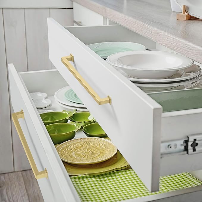 FILTA 10 Inch(256mm) Hole Centers Gold Cabinet Handles(Set of 6),Gold Cabinet Pulls Zinc Alloy Kitchen Cabinet Pulls Cabinet Hardware for Cabinets Cupboard Drawer