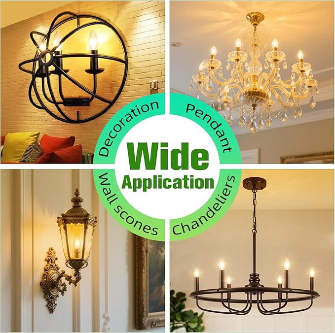 LED Candelabra Bulbs B10, E26 Base, 2700K Soft White, 6W, 60 watt Equivalent, 600LM, Clear Glass Candle Shape Bulbs for Chandelier Light Fixture, Non-Dimmable, 6 Pack