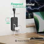Surge Protector Power Strip - 8 AC Outlets & 6 USB Ports (4A/2C), 1080J Extension Cord with Multiple Outlets, 2-Sided Outlet Extender, Short Cord (0.2FT), Wall Mount for Dorm Room