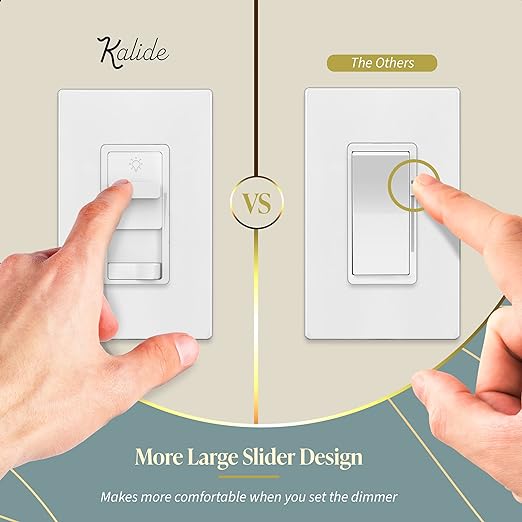 TOPGREENER Digital Dimmer Light Switch for 200W Dimmable LED/CFL Lights, Single Pole/3-Way LED Slide Dimmer Light Switch, Neutral Wire Not Required, UL Listed, TGSDS3-W, White, 1 Pack