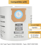 TYPE G 90663 9066300; TYPE J 90673 9067300, Part VF2008, ALYYDBG Replacement for Shop Vac 15-22 Gallon Vac Dust Bags,3 PCS