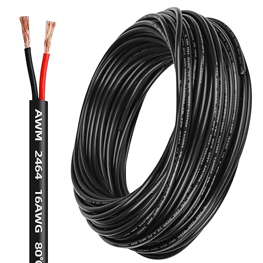 16 Gauge Wire 2 Conductor,16 AWG Electrical Wire Stranded PVC Cord Oxygen-Free Copper Cable,1000FT 2 Core Pure Copper Flexible Cable Wire for LED Lamp Lighting Strips Automotive (16AWG-2C, 1000FT)