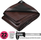 PROTARP Extreme Heavy Duty 22 Mil Tarp Cover, Waterproof, UV Resistant, Rip and Tear Proof, Poly Tarpaulin with Reinforced Edges for Roof, Camping, Patio, Pool, Boat. (Brown/Black 12′ X 20′)
