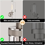 Brushed Nickel Bathroom Vanity Light, Wall Sconces Set of 2 with Knurled Texture, Chrome Silver Wall Lamps with Clear Glass Shade, Modern Industrial Bathroom Lighting Fixtures Over Mirror