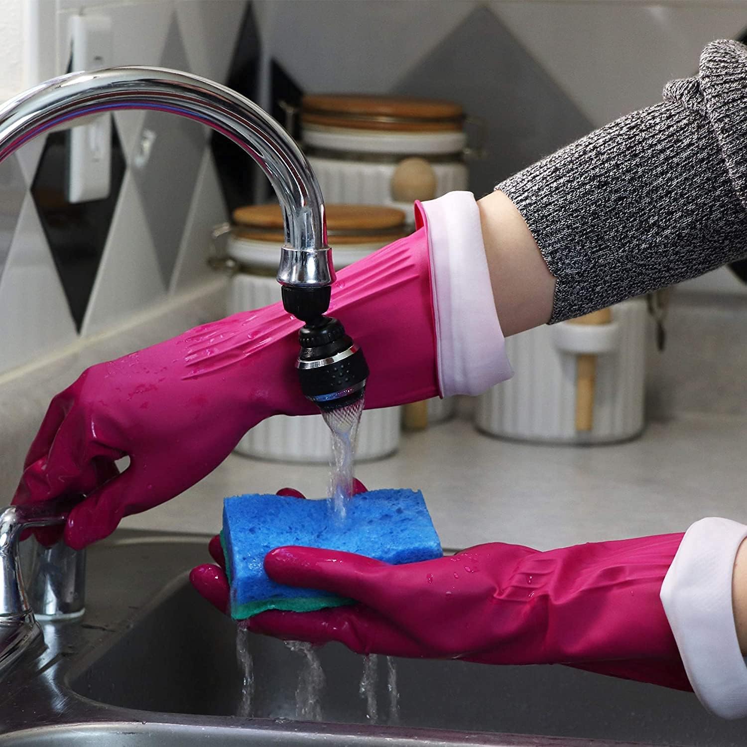 PLAYTEX Living Reuseable Rubber Cleaning Gloves, Premium Protection (Large, Pairs - 2) Color may vary