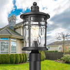 Darkaway Large Outdoor Post Lights Lamp Posts Outdoor Lighting, 17inch Aluminum Post Lights Outdoor Light Fixtures with Water Ripple Glass, Pole Light for Outside Patio Yard Garden