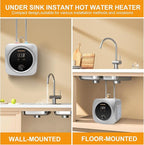 Mini Tank Water Heater Electric 2.5 Gallon Under Sink Instant Hot Water Heater with LED Dsiplay,T&P Valve,3-Way Diverter,110V 120V Point Of Use Water Heaters for Kitchen RV Bathroom Gray
