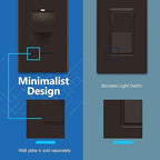 LIDER Minimalist Design Matte Finish Lighted 4-Way Decorator Light Switch, Four Way Frameless Rocker Switch, Residential/Commercial Grade, 15A 120V/277V, UL Listed, LS15-4W-BR, Brown