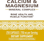 Nature's Way Calcium & Magnesium Mineral Complex, Supports Bone Health & Muscle Function,* 750 mg per 3-Capsule Serving, 250 Capsules (Packaging May Vary)
