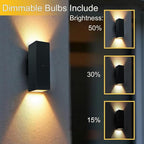 2 Pack Motion Sensor Outdoor Wall Lights, Dusk to Dawn Up & Down Sconces with E26 Dimmable LED Bulbs, Black Aluminum Porch, Patio, Garage,Front Door Lighting Fixtures, ETL Listed