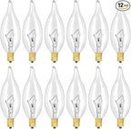 12-Pack E12 B10 Clear Candelabra Base Bulb, 40W 120V Incandescent Candle Light Bulbs Dimmable Chandelier Light Bulbs for Pendants or Outdoor, Ceiling Fan, Wall Sconces, Fireplace (40, Watts)