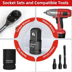 Impact Socket Adapter 1/2" F to 1" M,Cr-Mo Steel, Enhances Impact Driver Conversions, For Auto and Construction Use.