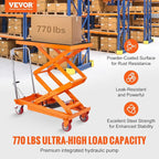 VEVOR Hydraulic Lift Table Cart, 770lbs Capacity 59" Lifting Height, Manual Double Scissor Lift Table with 4 Wheels and Non-Slip Pad, Hydraulic Scissor Cart for Material Handling and Transportation