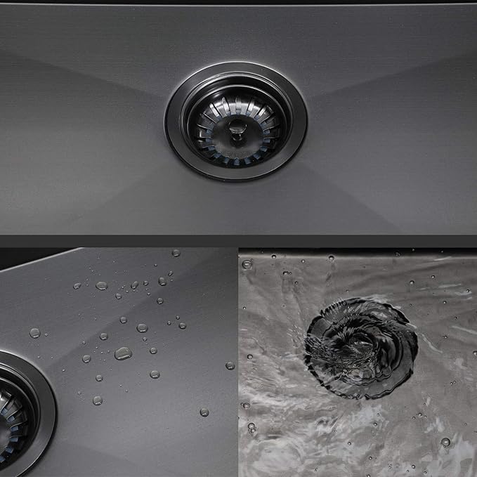 SHACO 33x22 Black Drop In Kitchen Sink, 33 Inch Large Top Mount Gunmetal Black Farmhouse Sink, Single Bowl Basin 16 Gauge SUS304 Stainless Steel Wet Bar Prep Sink