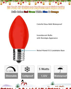25 Pack C7 Christmas Light Bulbs, C7 Ceramic Multicolor Christmas Lights Replacement Bulb, E12 Candelabra Base Vintage Light Bulbs for Outdoor Xmas String Lights Nightlight Chandelier, 5 Watts