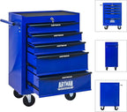 5-Drawer Steel Rolling Tool Cart with Wheels & Handle, Heavy-Duty Tool Chest Storage Cabinet for Garage and Workshop