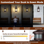 Motion Sensor Outdoor Lights Dusk to Dawn Bronze 2-Pack, 16 Inch Aluminum Anti-Rust Exterior Light Fixtures Large Front Door Porch Lights Brown Outdoor Sconces Wall Mounted House Lights