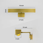 Picture Light, 18" Brass Picture Lights for Wall, Gold Art Lights Hardwired, Dimmable Gallery Light, 3000K Vanity Lights, Picture Frame Light for Bathroom Wall Sconces Artwork Poster Display