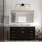 Black and Gold Bathroom Vanity Light 4-Light Bathroom Vanity Light Fixtures Over Mirror with Clear Glass Shade 30.7 inch Wall Sconce Lighting Bath(Exclude E26 Bulb)