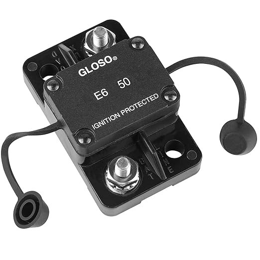 GLOSO Circuit Breaker 50 A E67 Mid Range Mini T1 Auto Reset, Compact Medium IP66, Marine Auto Truck (50 A)