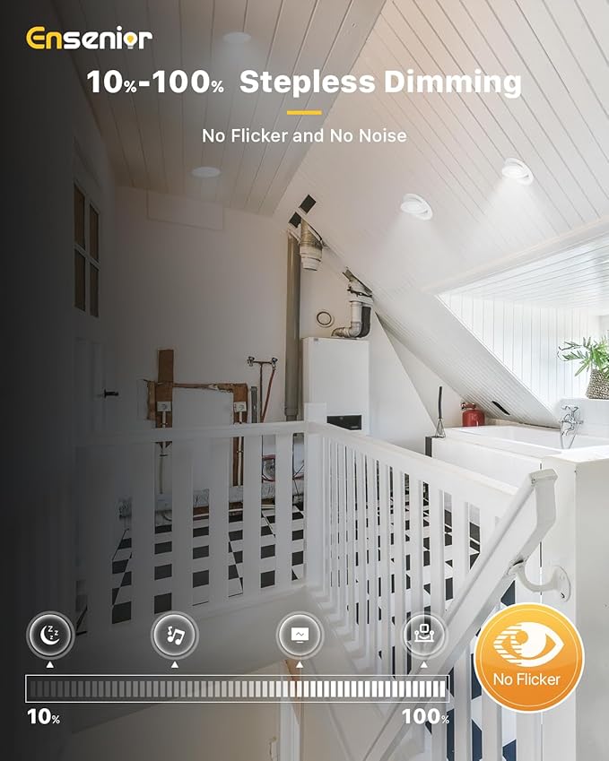 Ensenior 4 Pack 4 inch Gimbal Led Recessed Light with Junction Box, 90° Adjustable Directional Eyeball Lighting, Dimmable, 2700K/3000K/3500K/4000K/5000K, 900LM, 9W=100W-FCC Certified