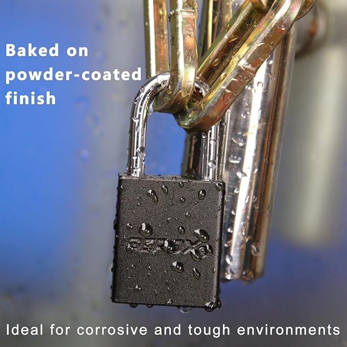 SEPOX® Ultra-Durable Anti-Rust Outdoor Keyed Different Padlocks - Black 38mm (1-1/2") Long Shackle, 24-Pack w/ 3 Big Keys Each, Ideal for Gate, Storage, Locker, Fence & Lock-Out