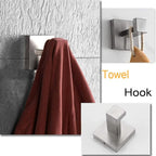 4-Piece Bathroom Hardware Set, Towel Rack Towel Bar Towel Holder Toilet Paper Holder Brushed Nickel Towel Hooks Modern Square Stainless Steel Wall Mounted Bathroom Accessories Set, 23inch