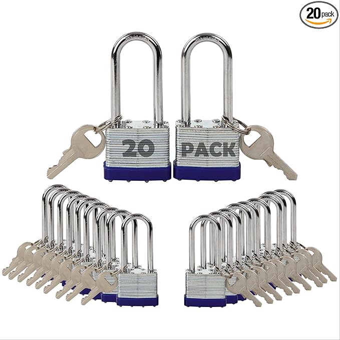 SEPOX® 20-Pcs Pack Keyed-Alike Lock Set | Sturdy Hardened Steel | Long Shank Secure | 1-9/16" 40MM Heavy-Duty Body | Same Keys 2 Pcs Each | Superb for Lockers, Tools Box, Fence
