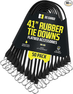 Pack of 50 Tarp Straps, 41" Long Natural Rubber Bungee Cord Tie-Downs Ideal for Securing Tarps, Canvases, Cargo in Cold Climates. Trailer Tie-Downs w/ Metal S-Hooks, by DC Cargo Mall.