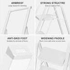 GameGem 5 Step Ladder for 10 Feet High Ceiling, Folding Step Stool Stepladders with Anti-Slip and Wide Pedal for Home and Kitchen Use Space Saving (White)