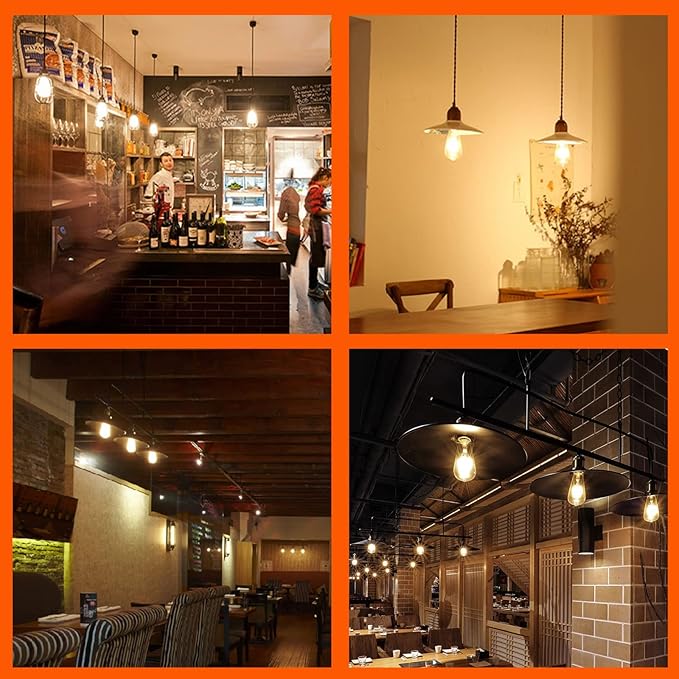 OMED LED Edison Vintage Light Bulb 60 Watt Equivalent E26 Base 2700k Soft White Dimmable ST64 Amber Glass 60w Energy Saving Ideal Dining Rooms Durable Light for a Cozy Atmosphere 6 Pack 6w Led Bulbs