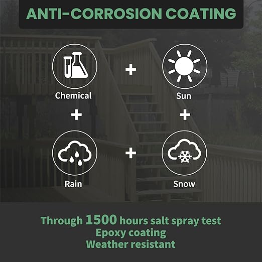 Wood Screws 5 Inch, FIXLINK Deck Screws #10 x 5, 50 PCS, Epoxy Coated, T25 Star Bit Above 1500 Hour Salt Spray Coating Outdoor Decking Screws Excellent Rust Resistant for Wood Fence, Green