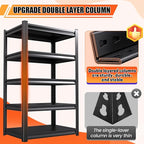 72 ”H Garage Shelving Heavy Duty, Garage Storage Shelves 2500LBS Industrial Shelving Unit, Adjustable Metal Shelving, Steel Garag Organizer, Rack Shelf for Basement, 72 ”H×36”W×12”D