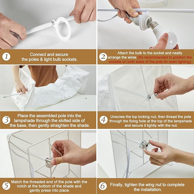 GyroVu Floor Lamp for Living Room, 47“ 3-Color Temperature Standing Corner Floor Lamps, Modern Column Floor Light with White Fabric Shade for Bedroom, Home Office, Kids Room, 2 Bulbs Include