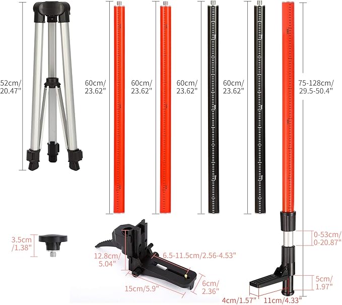 Telescoping Pole, Telescoping Laser Level Support Pole with Tripod and Mount for Lasers Level of Rotary and Line Lasers