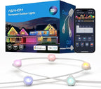ASAHOM AI Permanent Outdoor Lights S107B, 100FT with 72 RGBCW LED Lights and Dual Output, 30,000 Lighting Effect Combination, IP67 Waterproof for House Halloween Christmas and Daily Decoration, White