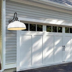 Outdoor Gooseneck Barn Light,16 Inch Dome Outdoor Wall Sconce Farmhouse Exterior Wall Mount Light Vintage Wall Lighting Fixture Industrial Wall Lantern for Porch, Entryway, Garage, RZ007L WH