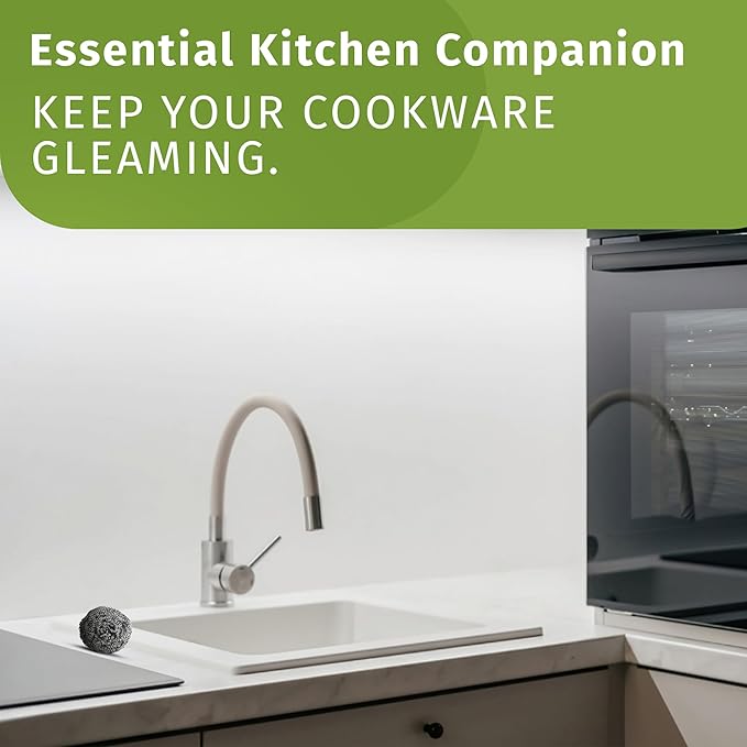 Brheez Stainless Steel Cleaner Scouring Pads [12 Pack] - Industrial & Commercial Strength Large Cleaning Supplies Dish Sponge - Individually Wrapped 100 Gram