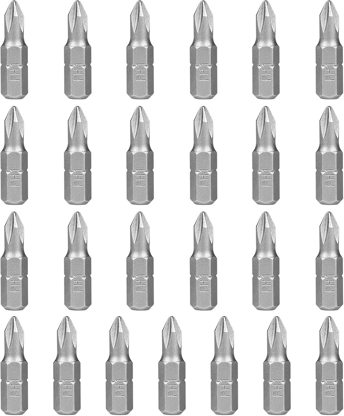 HPHOPE PH1 Screwdriver Bit Set, Phillips #1 Bits 1/4" Hexagon Bit (Length: 1", 25 Pack)