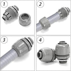 30 Pcs Conduit Connectors, 1/2 Inch PVC Electrical Liquid Tight Connector, 180 Degree Straight NPT Non-Metallic Fitting for Home Kitchen Bathroom Outdoor Tubes Tools Supplies, Grey