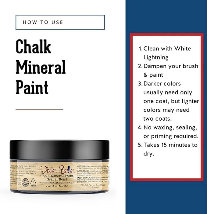 Dixie Belle Paint Company Chalk Finish Furniture Paint - Gravel Road (4oz) - Matte Warm Gray Chic Chalk Mineral DIY Furniture Paint