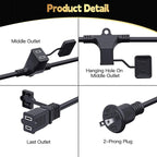 50FT Outdoor Extension Extension Cord for Halloween Christmas Inflatables with Multiple Outlets Black Electrical Cord with Multiple Plugs Outdoor Christmas Blow Up Decorations Light Extension Cords