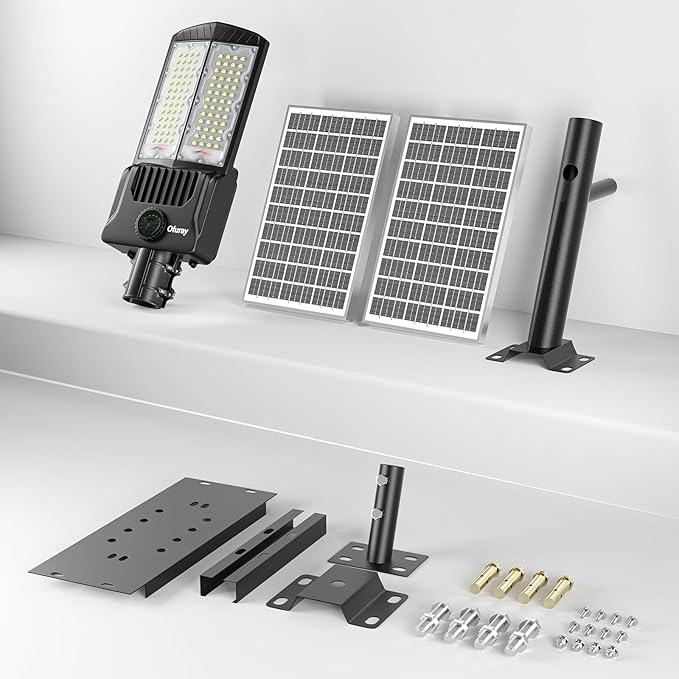 Ofuray Of-8800W Solar Street Lights Outdoor,IP67 Solar Security Flood Lights Parking Lot Commercial with Motion Sensor, 6500k Led Dusk to Dawn with Remote Control for Street,Park,Barn