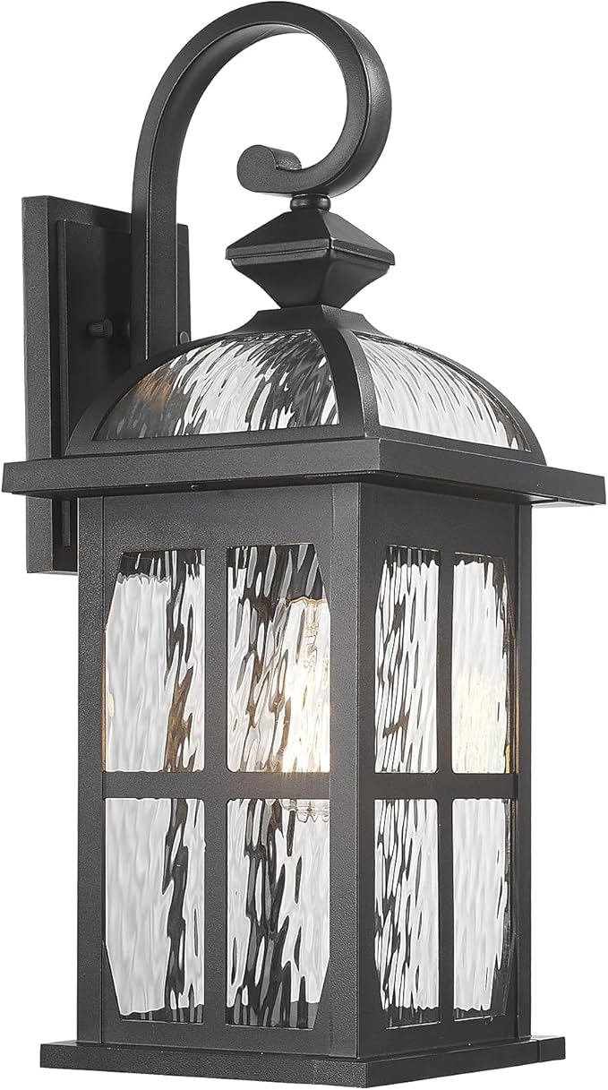 Darkaway Large Outdoor Wall Light, 22inch Exterior Light Fixture with Water Ripple Glass, Aluminum Outside Lights Sconces Exterior Lighting for House Porch Patio Doorway Garage