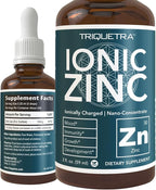 Ionic Liquid Zinc - 8 Month Supply, Adjustable Doses for Entire Family - Zinc Sulfate Form, Vegan, Glass Bottle - Immunity, Brain, Thyroid Support - Best Absorption of Zinc Supplements (2 oz.)