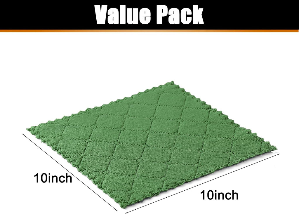 Mordimy 24 Pack Kitchen Cloths Dish Towels (10" x 10", Dark Grey & Grass Green), Super Soft and Absorbent Dish Cloths, Coral Velvet Microfiber Cleaning Cloth, Nonstick Oil Fast Dry Dishcloths