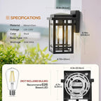 Outdoor Wall Light Fixtures 9.76'', Waterproof Porch Lights Lantern, Exterior Modern Matte Black Wall Mount Lighting, Anti-Rust E26 Socket Outside Scones for Front Door Garage Patio, 2 Pack