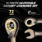 DISEN 12-Piece Reversible Ratcheting Wrench Set, Combination Wrench Set Metric 8-19MM, 72-Tooth, CR-V Steel, Nickel Plating, Crank Design with Organizer Rack